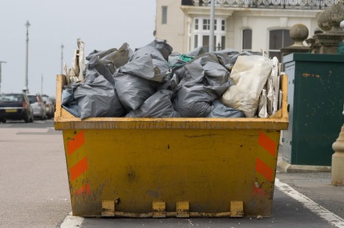 Construction waste being sorted for recycling